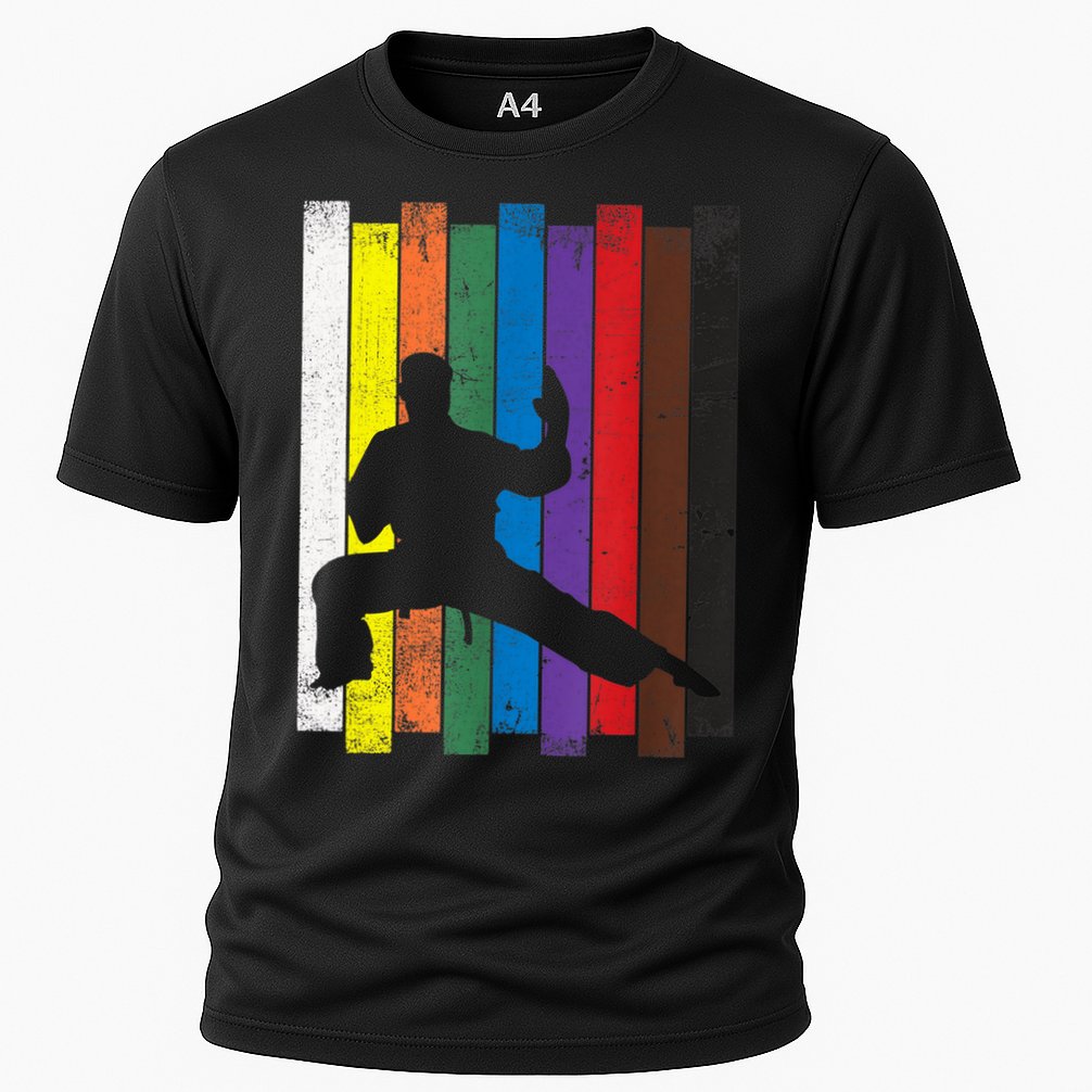 Funny Karate Belt Gift Karate Silhouette Gift Martial Arts Cooling Performance Crew T-Shirt