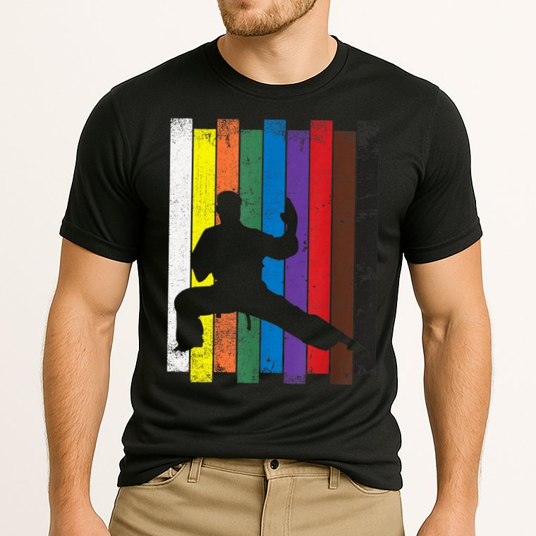 Funny Karate Belt Gift Karate Silhouette Gift Martial Arts Cooling Performance Crew T-Shirt