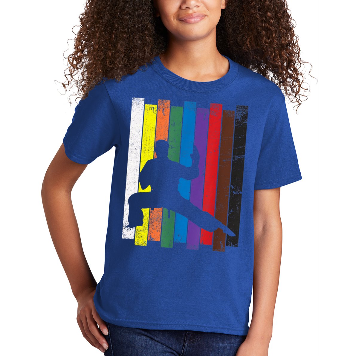 Funny Karate Belt Gift Karate Silhouette Gift Martial Arts Kids T-Shirt