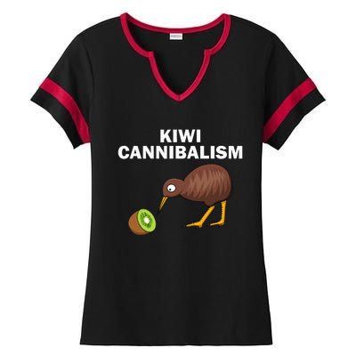 Funny Kiwi Bird Gift Cannibalism For Fruit Lover Ladies Halftime Notch Neck Tee