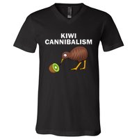 Funny Kiwi Bird Gift Cannibalism For Fruit Lover V-Neck T-Shirt