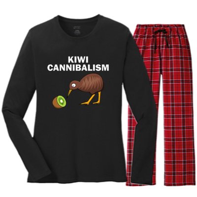 Funny Kiwi Bird Gift Cannibalism For Fruit Lover Women's Long Sleeve Flannel Pajama Set 