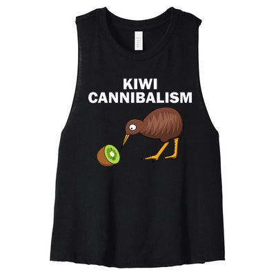 Funny Kiwi Bird Gift Cannibalism For Fruit Lover Women's Racerback Cropped Tank