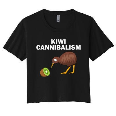 Funny Kiwi Bird Gift Cannibalism For Fruit Lover Women's Crop Top Tee