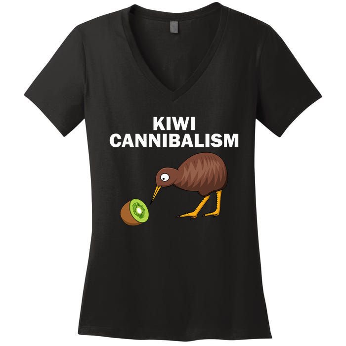 Funny Kiwi Bird Gift Cannibalism For Fruit Lover Women's V-Neck T-Shirt