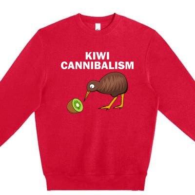 Funny Kiwi Bird Gift Cannibalism For Fruit Lover Premium Crewneck Sweatshirt