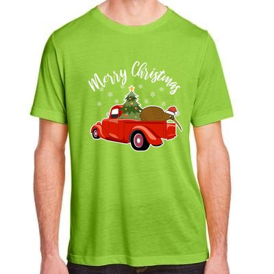 Funny Kiwi Bird Lover Xmas Santa Hat Red PickUp Truck Funny Gift Adult ChromaSoft Performance T-Shirt