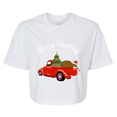 Funny Kiwi Bird Lover Xmas Santa Hat Red PickUp Truck Funny Gift Bella+Canvas Jersey Crop Tee