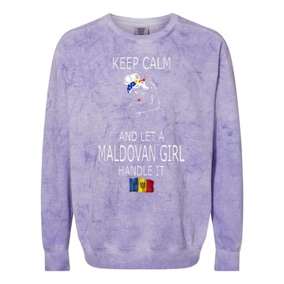 Funny Keep Calm And Let A Maldovan Girl Handle It Colorblast Crewneck Sweatshirt