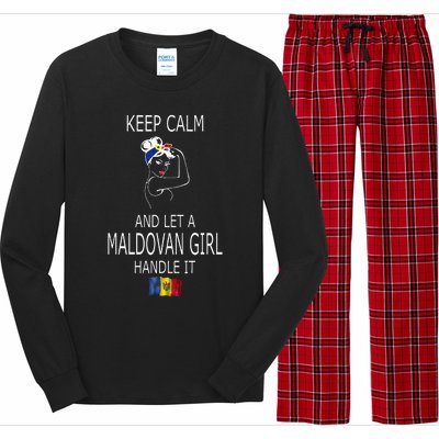 Funny Keep Calm And Let A Maldovan Girl Handle It Long Sleeve Pajama Set