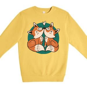 Foxes Kissing Cute Premium Crewneck Sweatshirt