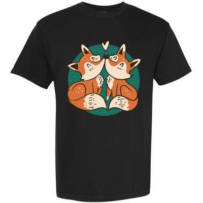 Foxes Kissing Cute Garment-Dyed Heavyweight T-Shirt