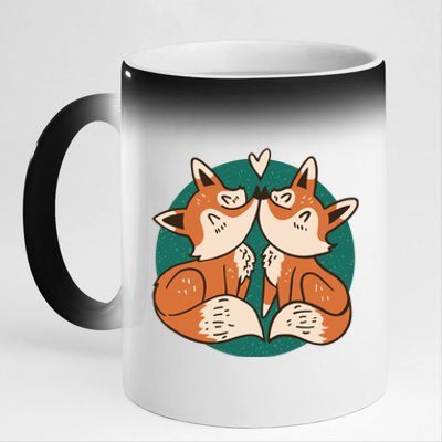 Foxes Kissing Cute 11oz Black Color Changing Mug