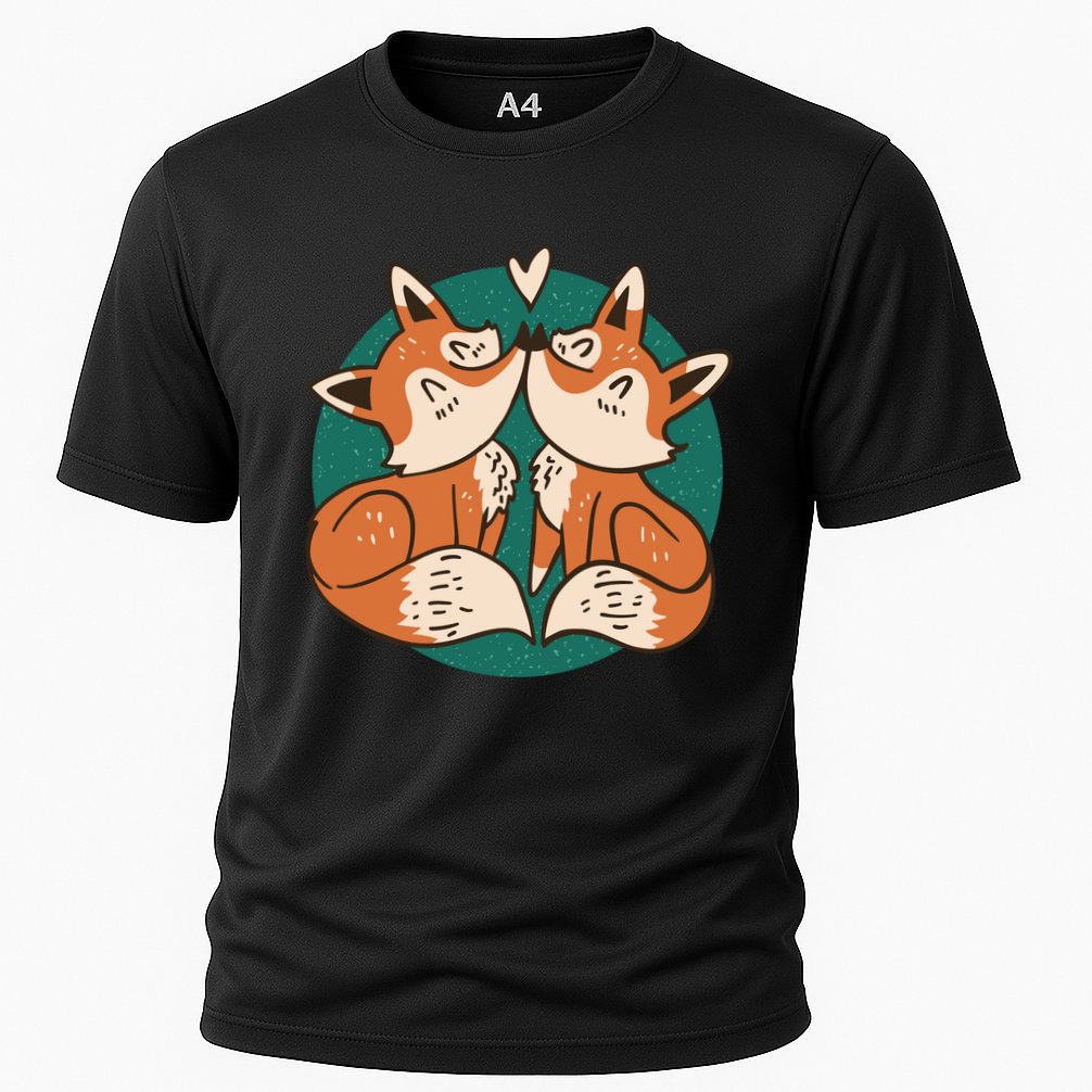 Foxes Kissing Cute Cooling Performance Crew T-Shirt
