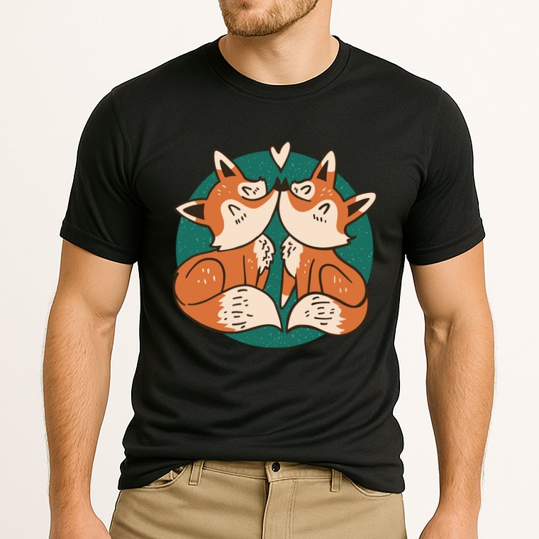 Foxes Kissing Cute Cooling Performance Crew T-Shirt