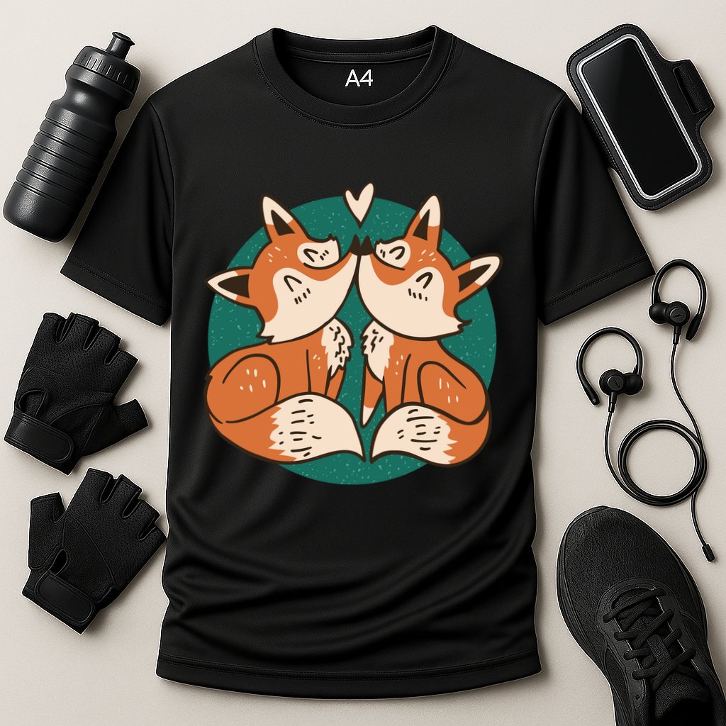 Foxes Kissing Cute Cooling Performance Crew T-Shirt