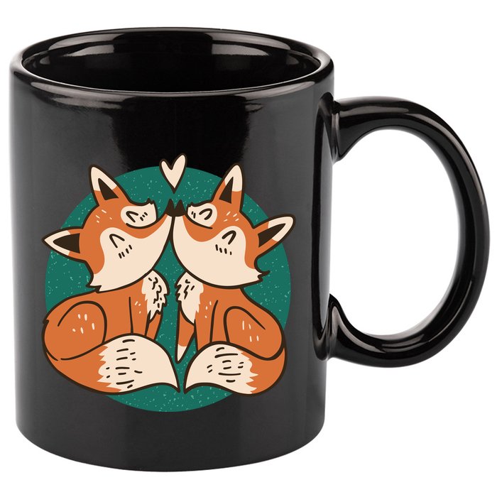 Foxes Kissing Cute 11oz C Handle Ceramic Mug