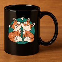 Foxes Kissing Cute 11oz C Handle Ceramic Mug