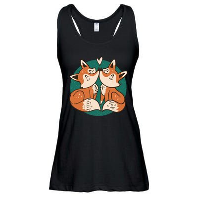 Foxes Kissing Cute Ladies Essential Flowy Tank