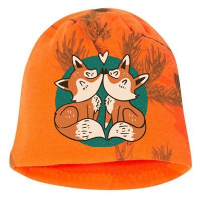 Foxes Kissing Cute Kati - Camo Knit Beanie