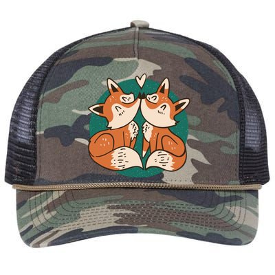 Foxes Kissing Cute Retro Rope Trucker Hat Cap