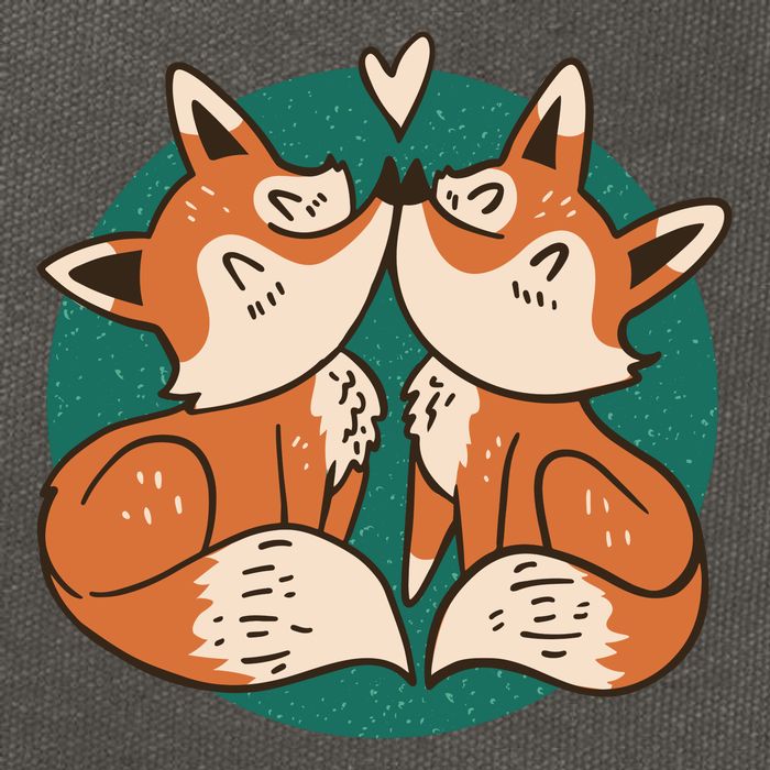 Foxes Kissing Cute Cotton Canvas Backpack