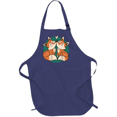 Foxes Kissing Cute Full-Length Apron With Pockets