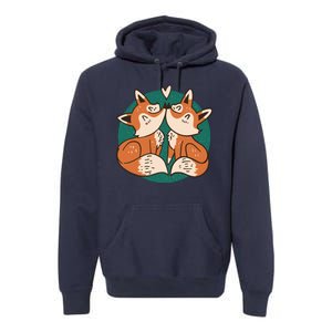 Foxes Kissing Cute Premium Hoodie