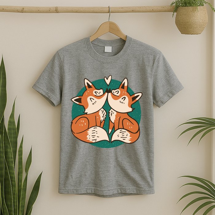 Foxes Kissing Cute T-Shirt