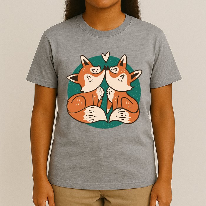 Foxes Kissing Cute T-Shirt
