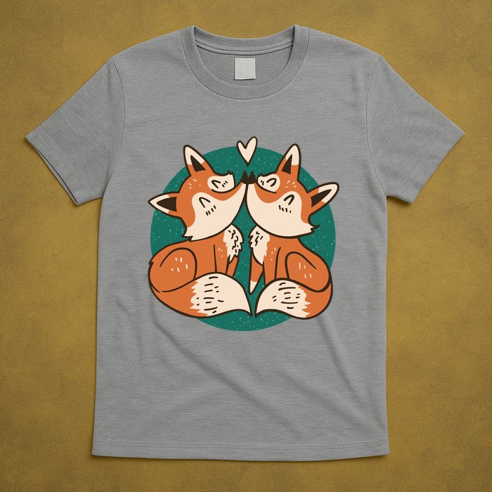 Foxes Kissing Cute T-Shirt