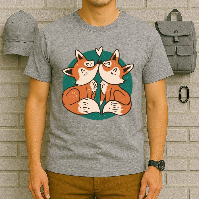 Foxes Kissing Cute T-Shirt