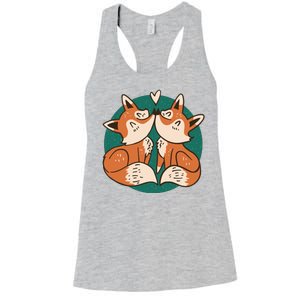 Foxes Kissing Cute Women's Racerback Tank