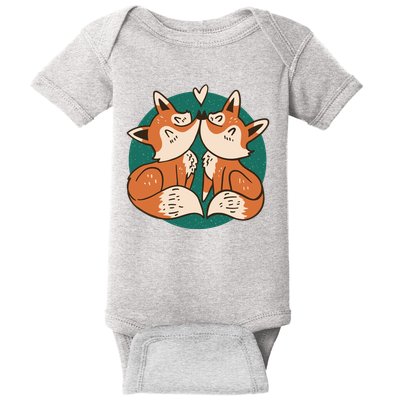 Foxes Kissing Cute Baby Bodysuit