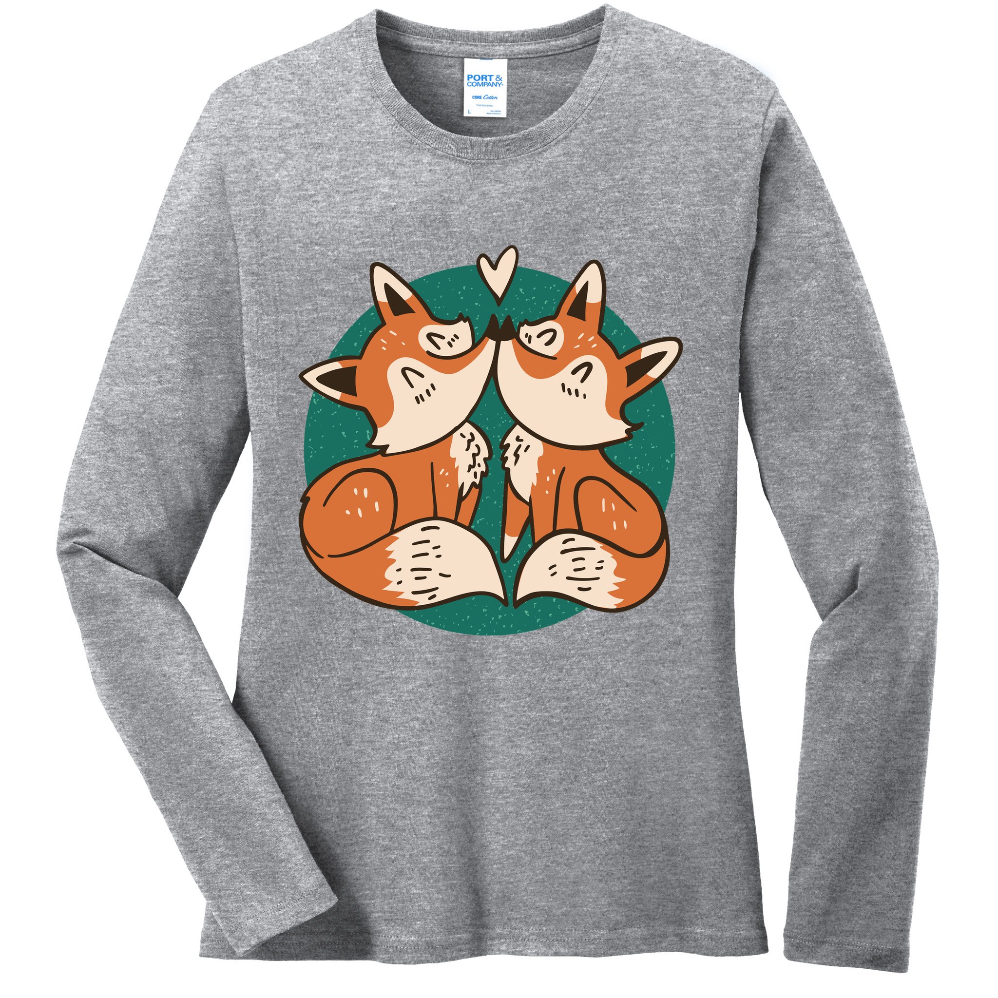 Foxes Kissing Cute Ladies Long Sleeve Shirt