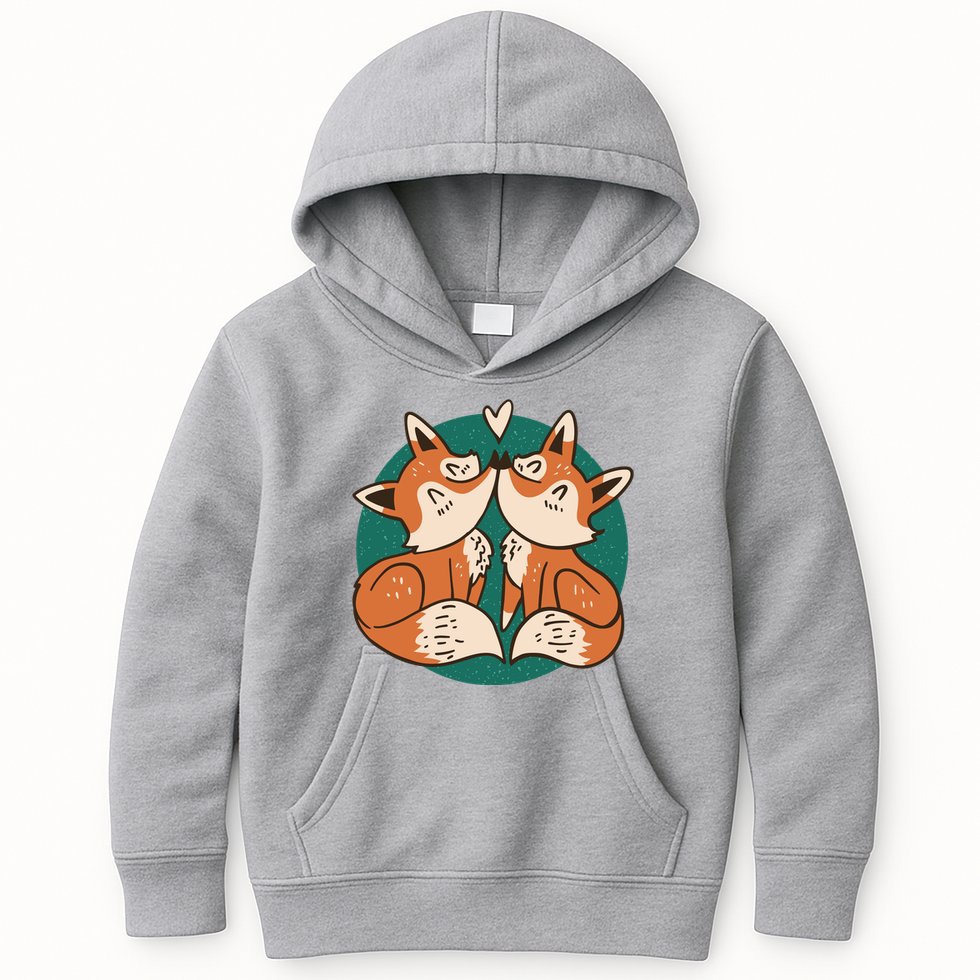 Foxes Kissing Cute Kids Hoodie