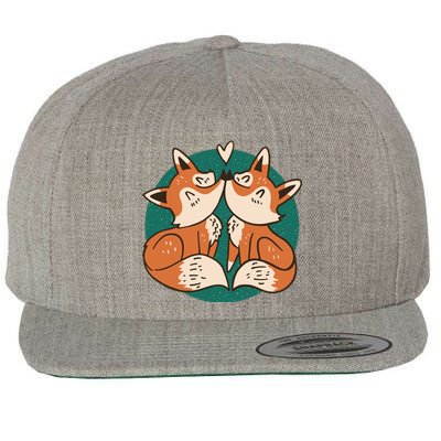 Foxes Kissing Cute Wool Snapback Cap