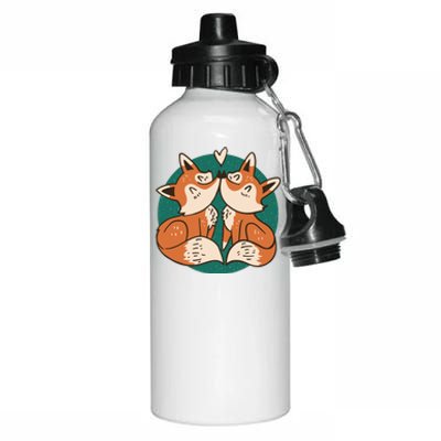 Foxes Kissing Cute Aluminum Water Bottle