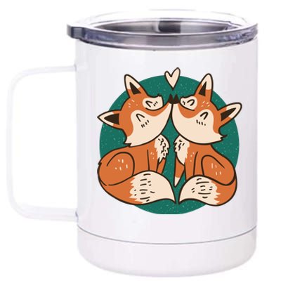 Foxes Kissing Cute 12 oz Stainless Steel Tumbler Cup