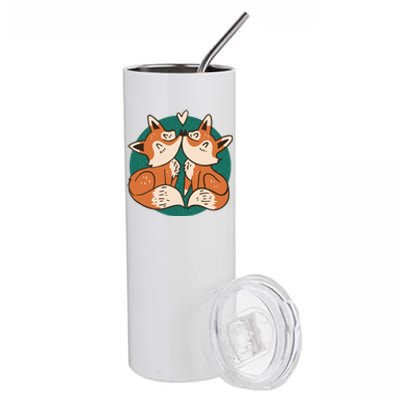 Foxes Kissing Cute Stainless Steel Tumbler