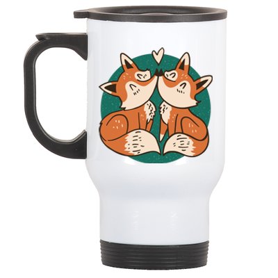 Foxes Kissing Cute Stainless Steel Travel Mug