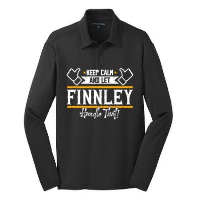 Finnley Keep Calm And Let Finnley Handle That Gift Silk Touch Performance Long Sleeve Polo