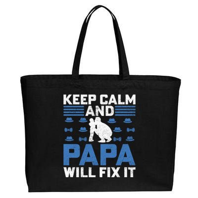 Funny Keep Calm Dad Slogan Funny Fathers Day Quote Cotton Canvas Jumbo Tote