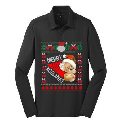 Funny Koala Christmas Lights Ugly Sweater Xmas Gift Silk Touch Performance Long Sleeve Polo