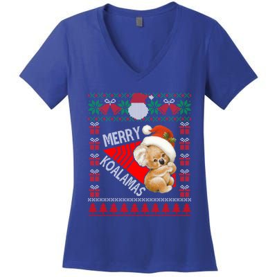 Funny Koala Christmas Lights Ugly Sweater Xmas Gift Women's V-Neck T-Shirt