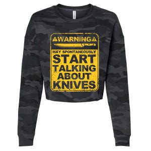 Funny Knife Collector Design Knife Lovers Butchers Cropped Pullover Crew