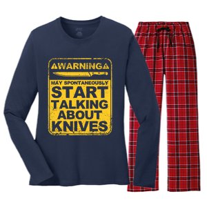 Funny Knife Collector Design Knife Lovers Butchers Women's Long Sleeve Flannel Pajama Set 