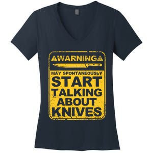 Funny Knife Collector Design Knife Lovers Butchers Women's V-Neck T-Shirt