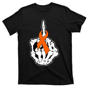 Fuck Kidney Cancer Awareness Middle Finger Orange Ribbon T-Shirt