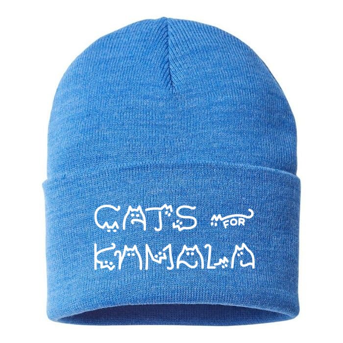 Funny Kamala Cat Typography Great Gift Sustainable Knit Beanie